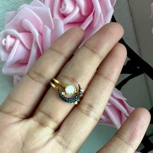 Swarovski moon ring (set of 2)